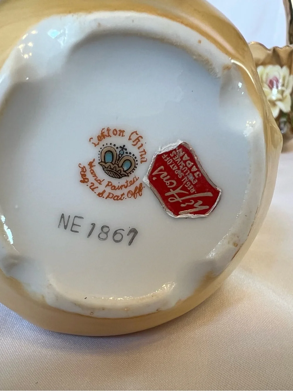 Lefton Gold Floral Porcelain Creamer and Sugar Set